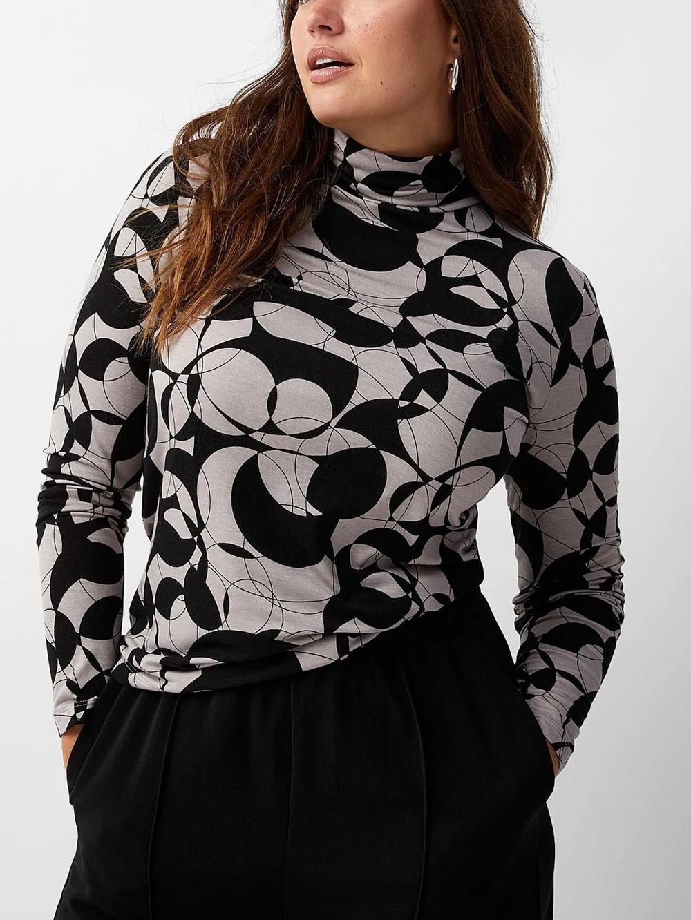 NWT Simons Printed Soft Jersey Turtleneck